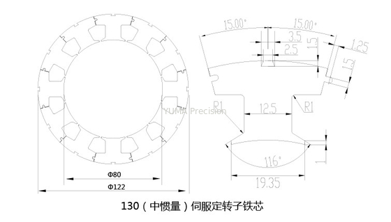 122mmOD Customized Hochwertiger Industriemotor Stator und Rotor für Industriesteuermotor